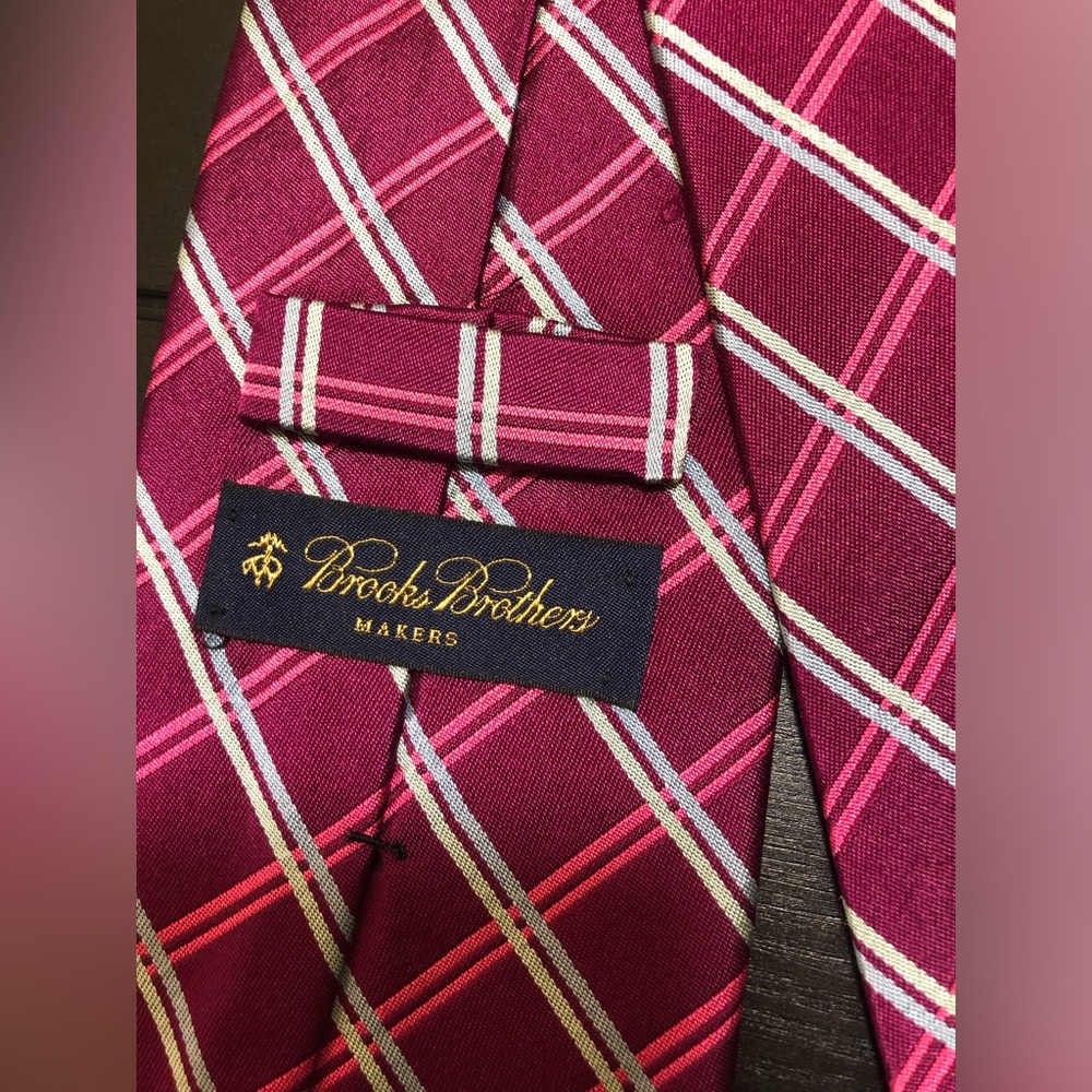 Brooks Brothers Pink and White Plaid Tie - Picture 3 of 5